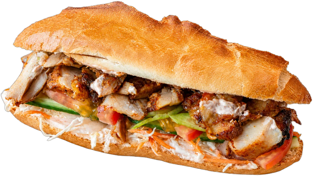 Pork shawarma in a bun
