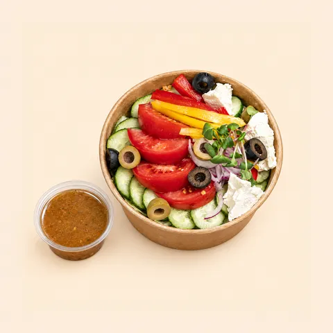 Greek salad with feta and olives
